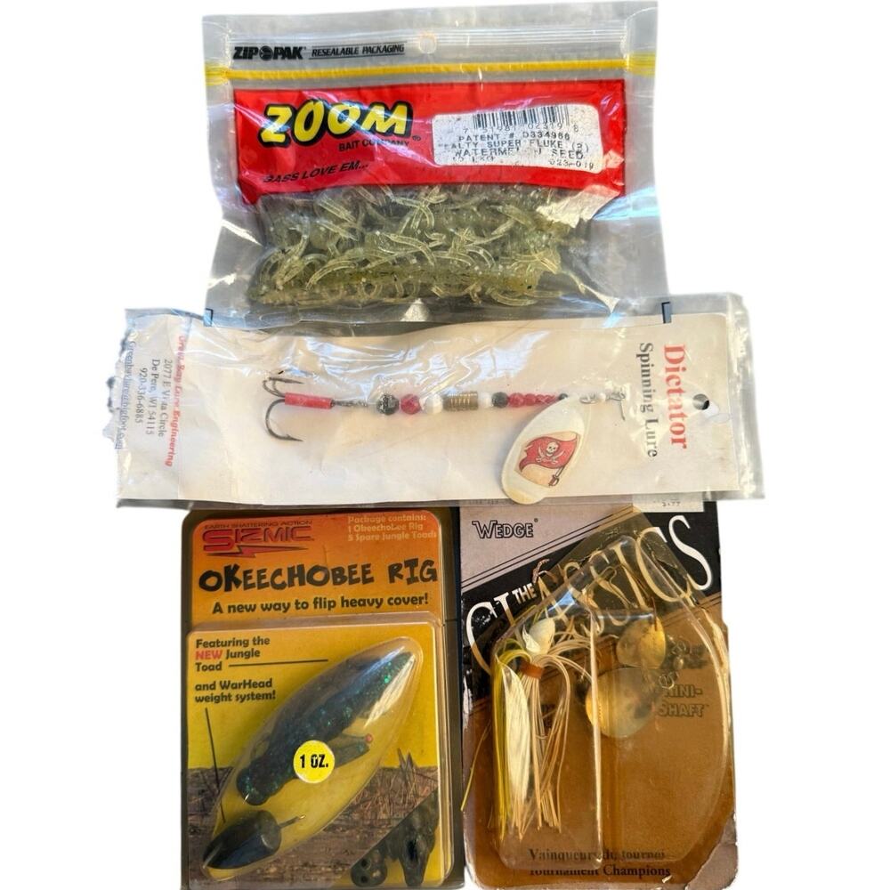 Vintage Fishing Lot- Zoom Bait, TB Bucs Lure,Okeechobee Rig, Stanley Jig Classic